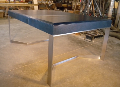 Leather and Stainless Writing Desk created for Rodney Deeprose